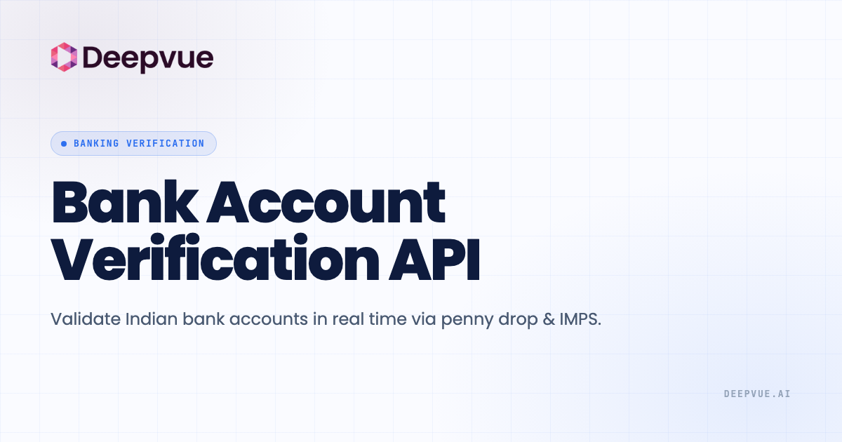 Bank Account Verification API | Penny Drop | Deepvue