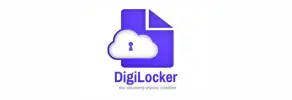 DigiLocker logo featuring a cloud with a keyhole and a document icon. The text reads "DigiLocker: Your documents anytime, anywhere.