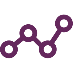 A purple icon of a line graph with four connected circular data points.